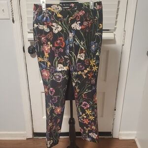 Cambio Floral Print Black Slim Trousers